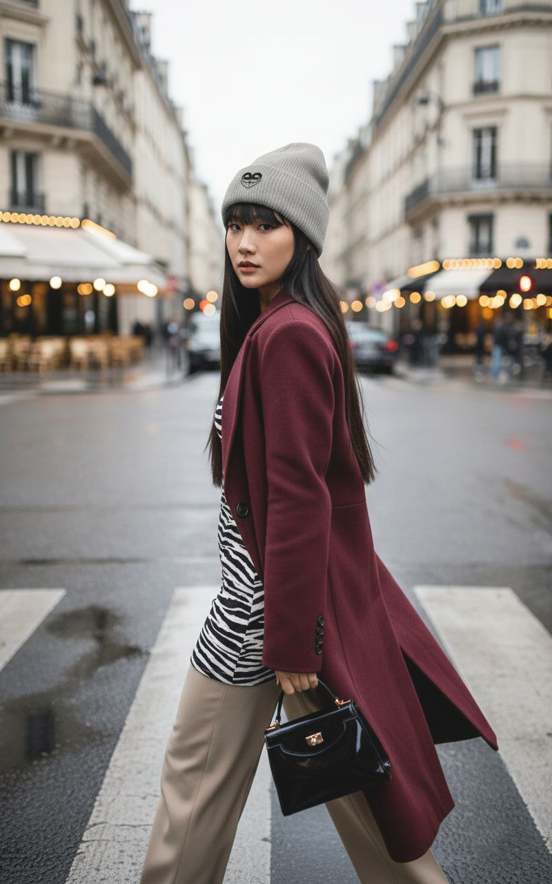 Gorro unisex gris con puño