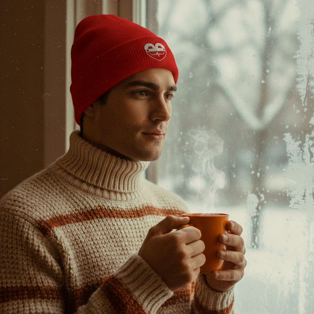 Gorro invierno unisex rojo con puño