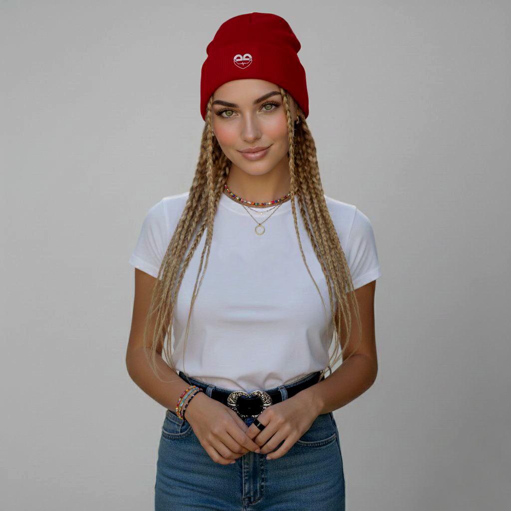 Gorro invierno unisex rojo con puño
