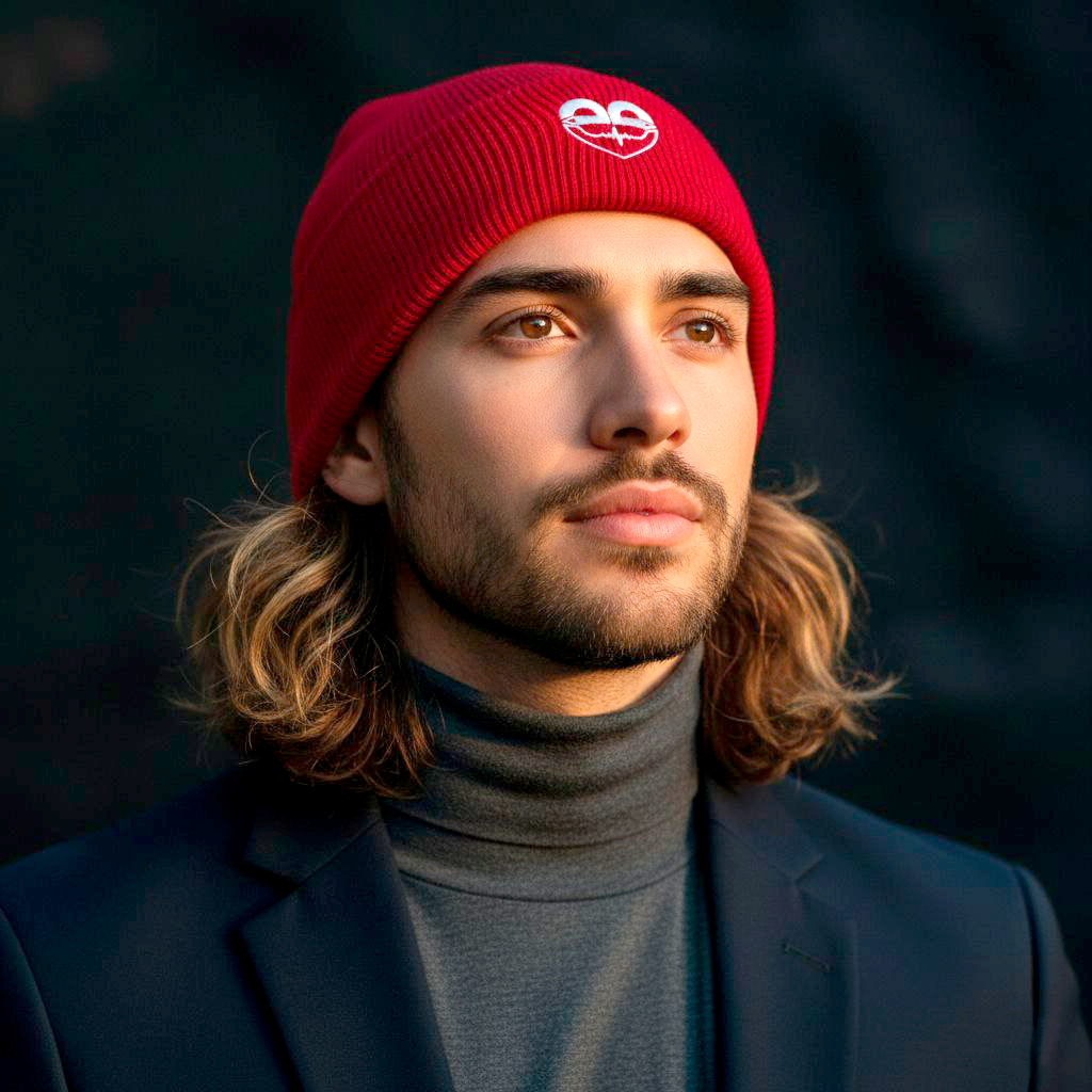 Gorro invierno unisex rojo con puño