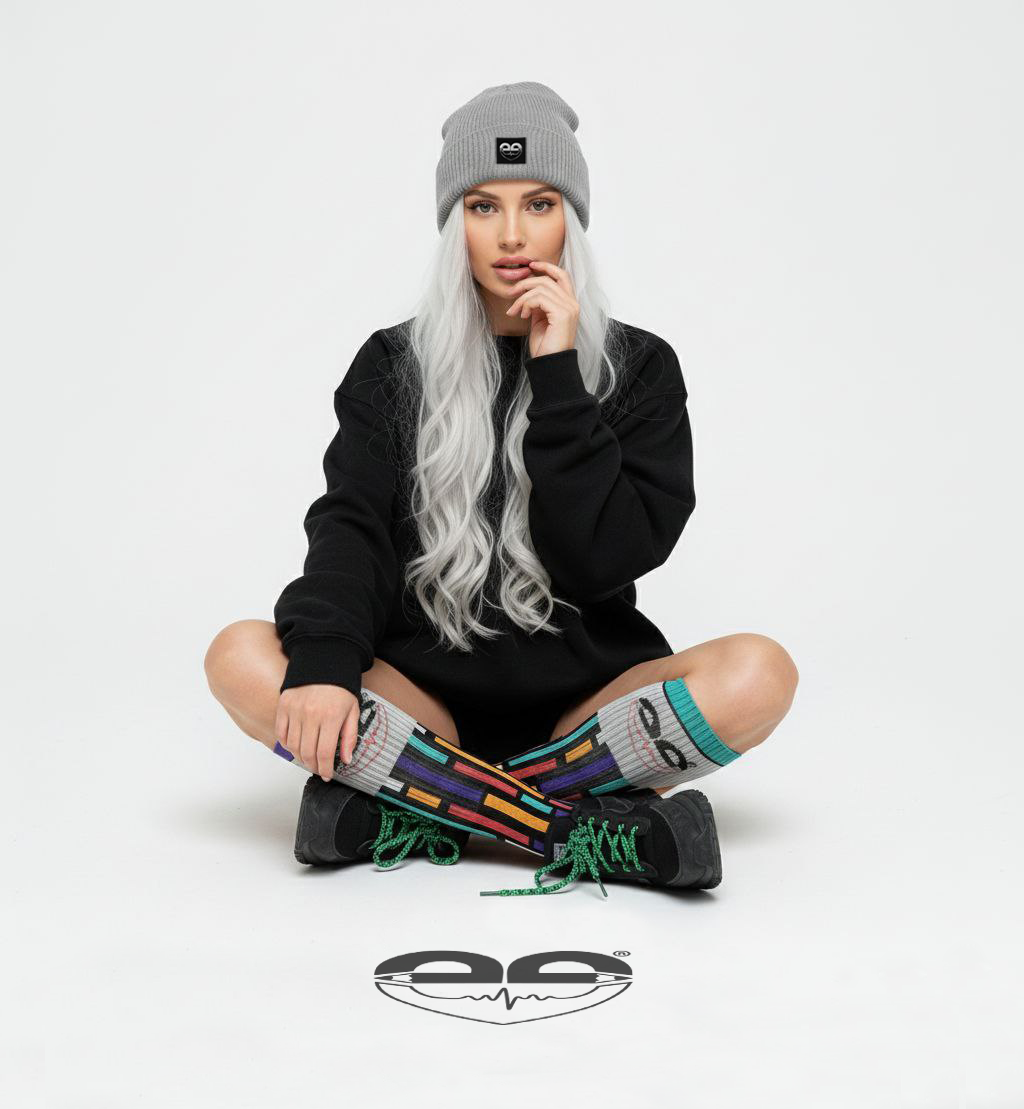 Gorro Gris claro Beanie Orgánico de Punto Canalé